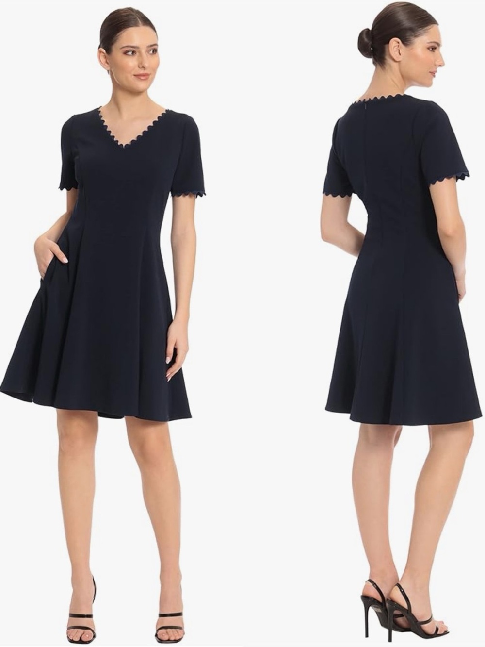 Maggy London dress fit and flare navy